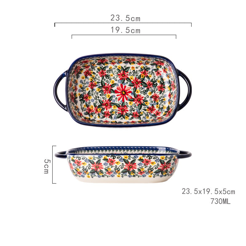 Floral Bone China Handled Bowl & Baking Dish