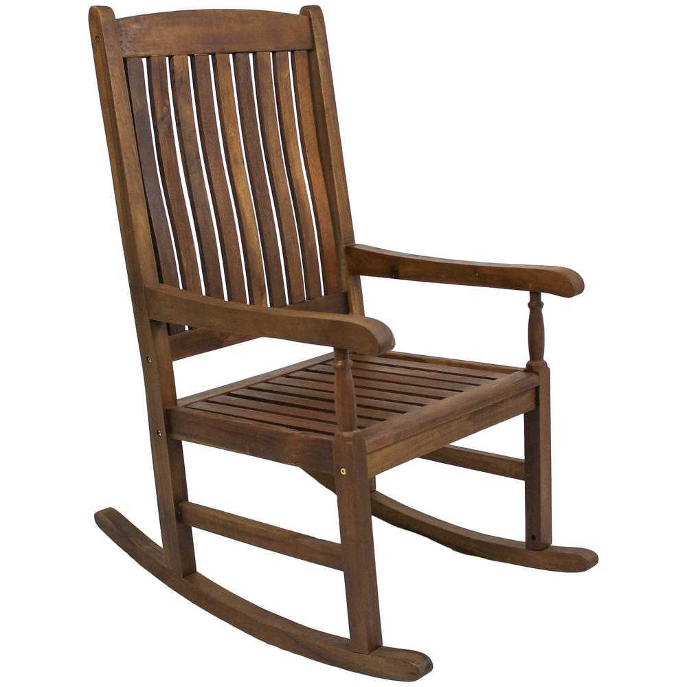 Acacia Wood Rocking Chair – Brown Oil-Stained Finish