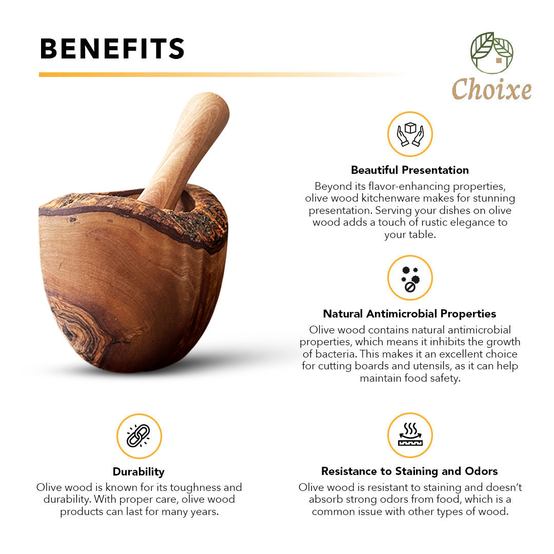 Olive Wood Mortar and Pestle – Hand-Carved Kitchen Tool