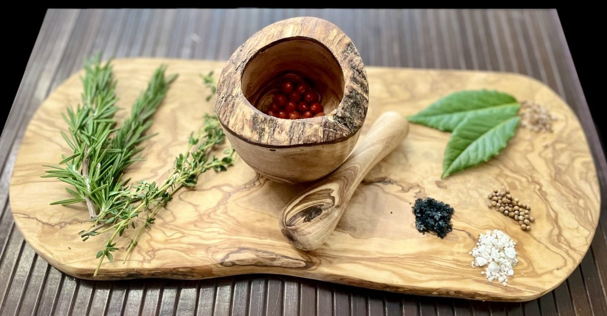 Olive Wood Mortar and Pestle – Hand-Carved Kitchen Tool