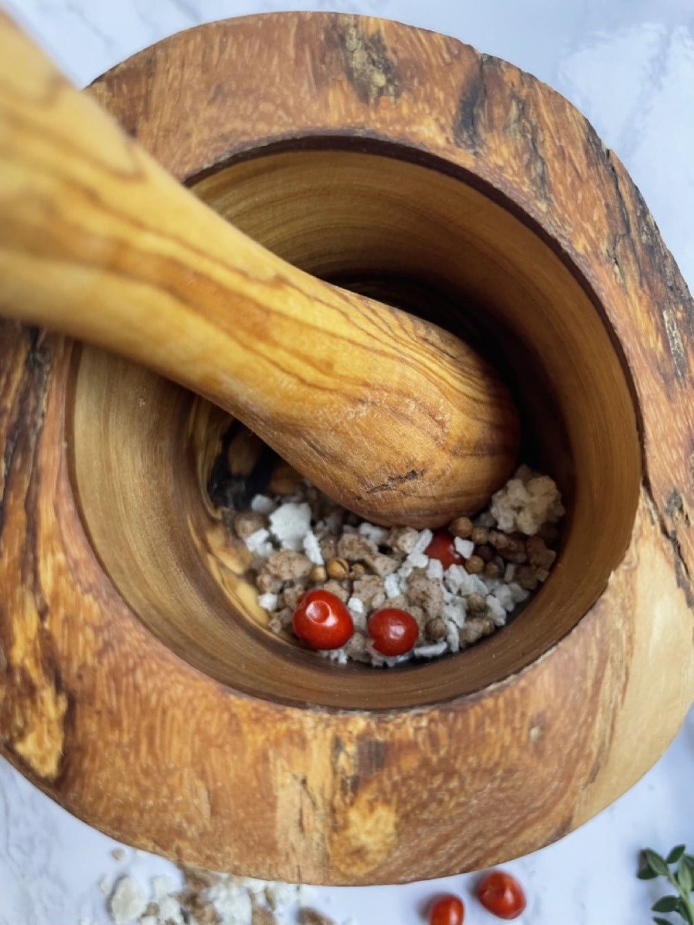 Olive Wood Mortar and Pestle – Hand-Carved Kitchen Tool