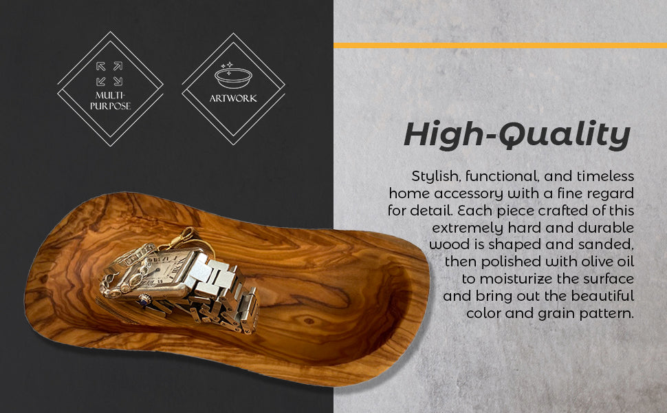 Hand-Carved Olive Wood Bowl – Wavy Serving Dish